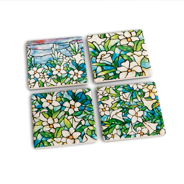 Louis C. Tiffany Ceramic Coaster Set - Field of Lilies