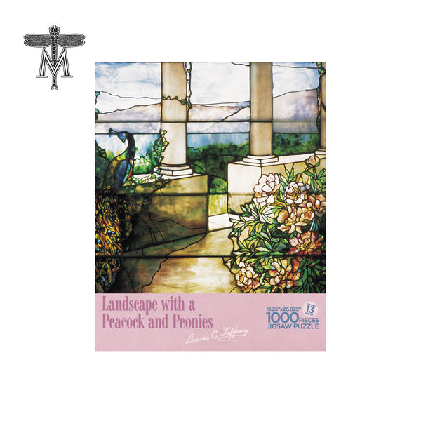 Louis C. Tiffany Landscape with Peacock and Peonies Puzzle